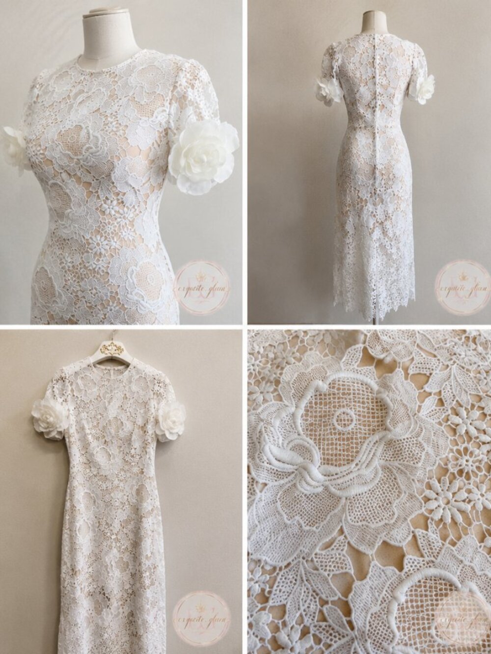 Exquisite Bridal Couture Wedding Evening Cocktail Elegant Runway Lace Gown Dress
